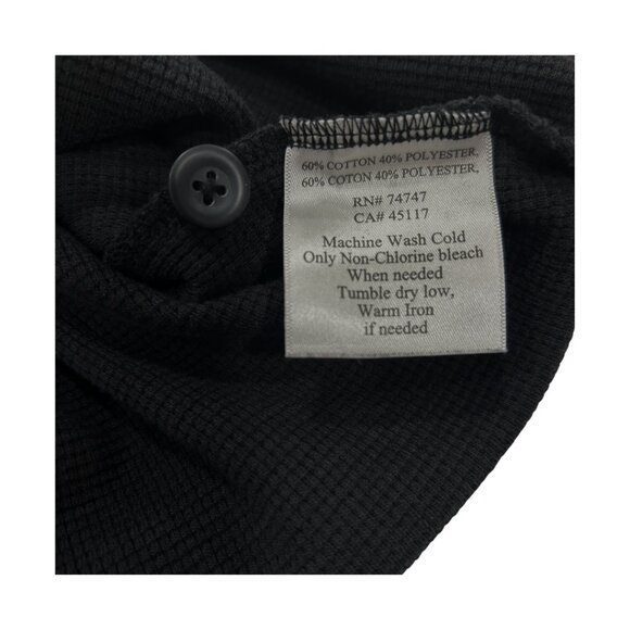 Red Head Henley Shirt Thermal Waffle Long Sleeve Pullover Men Medium Black - Picture 5 of 6